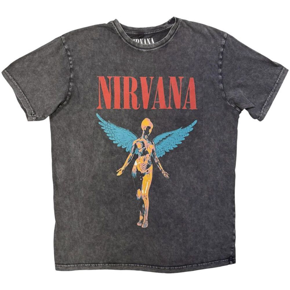 Nirvana Womens/Ladies Angelic Stone Wash T-Shirt / Charcoal Grey
